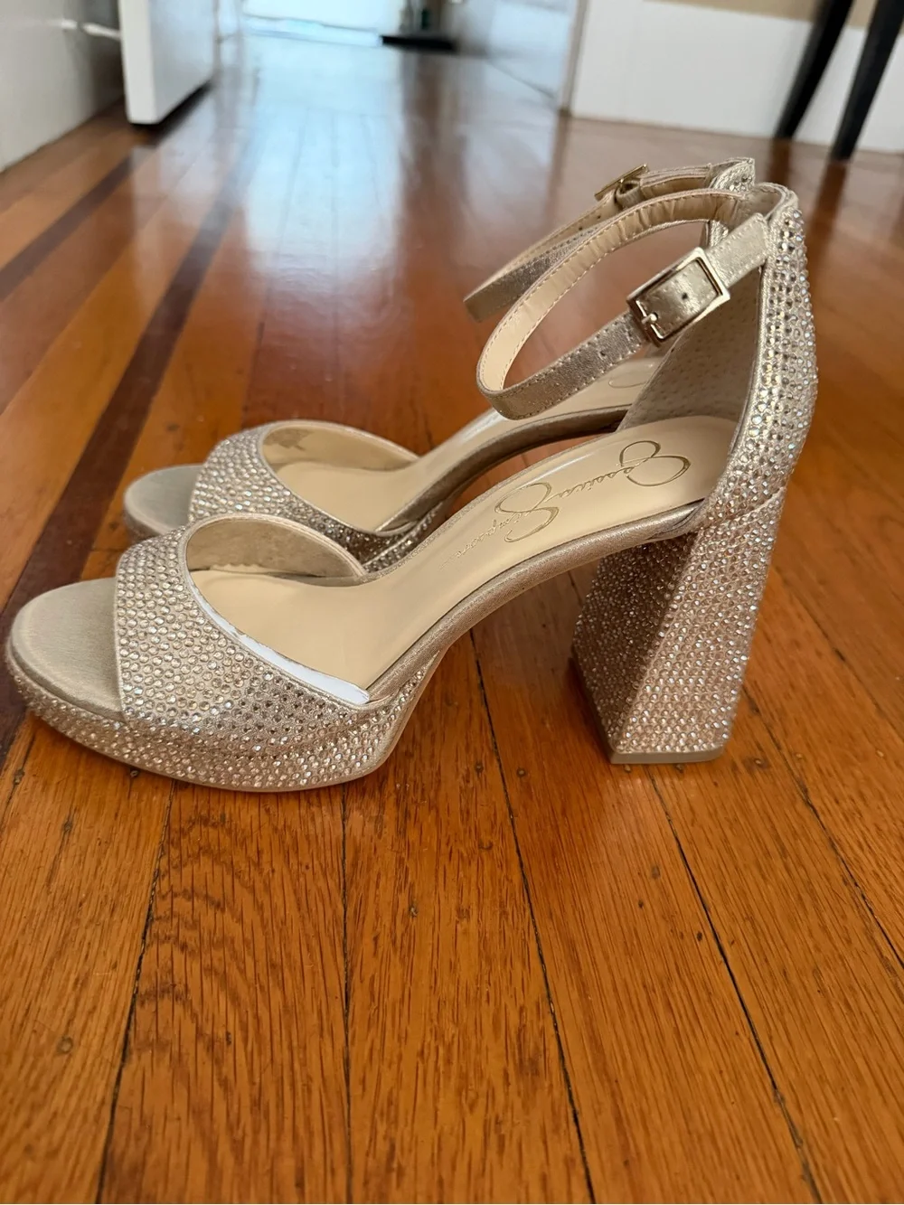 Jessica Simpson Kaliah ankle strap platform heels sandals 8.5 9 metallic NEW